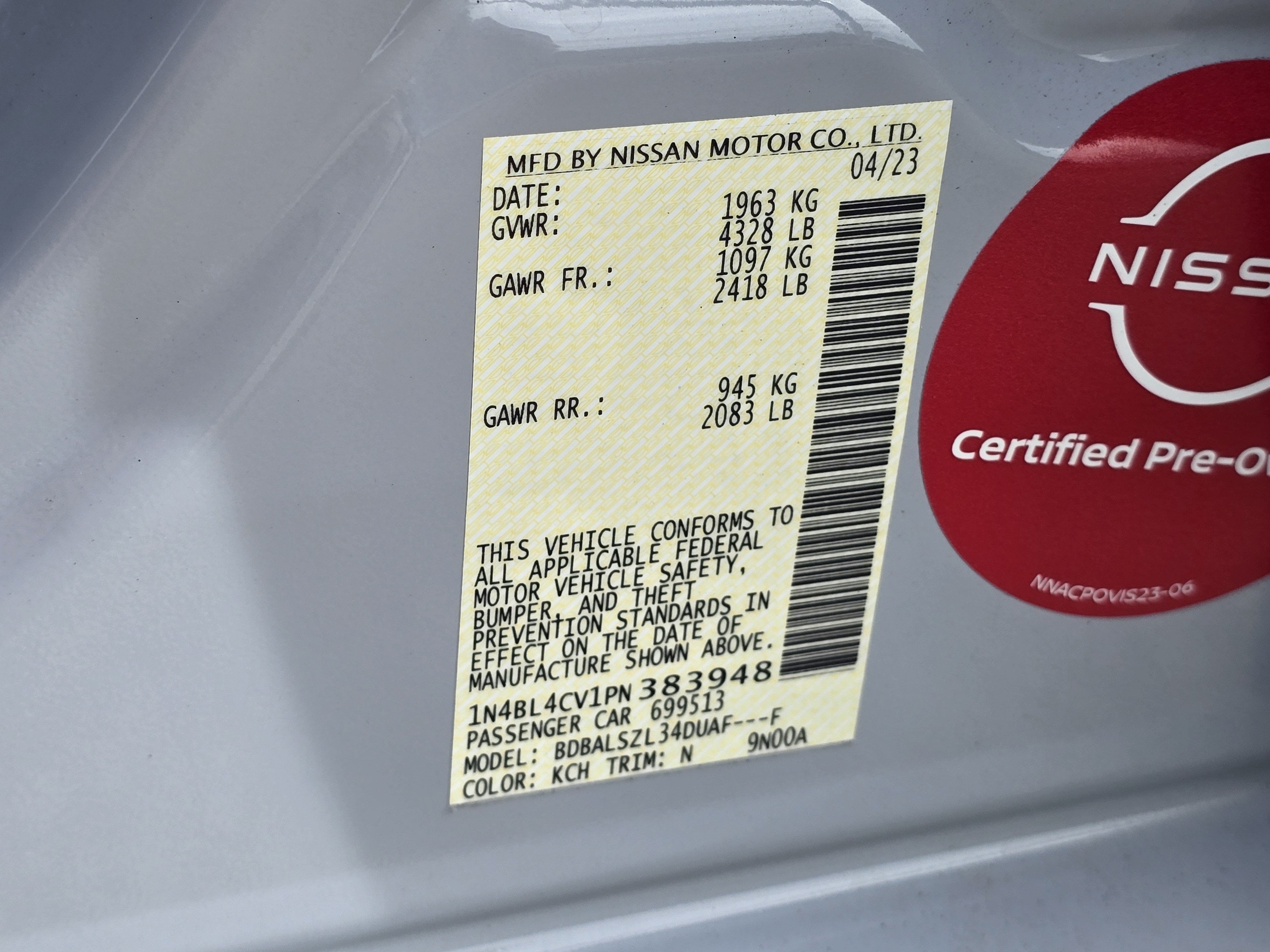 2023 Nissan Altima SR FWD