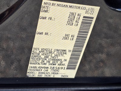 2022 Nissan Altima SV FWD